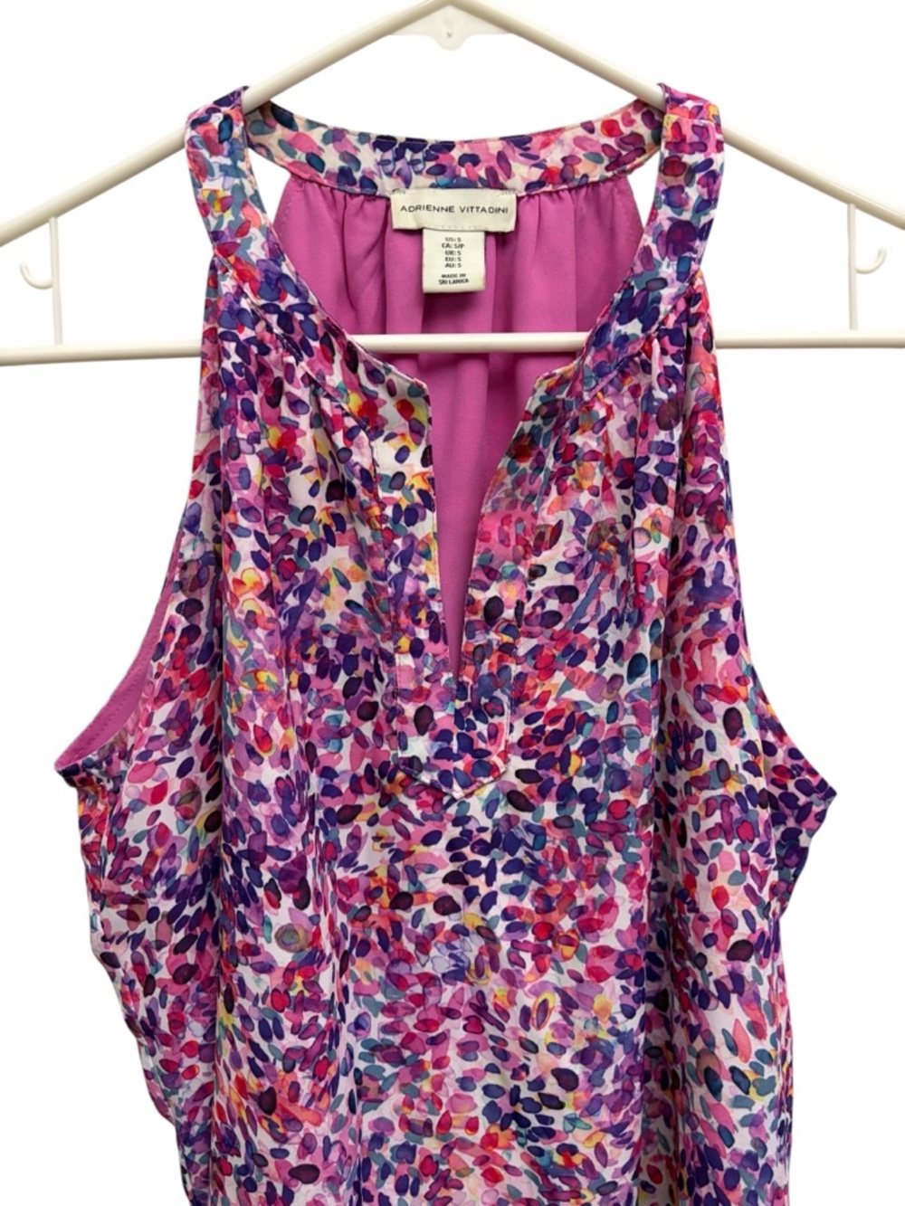 Adrienne Vittadini Watercolor Abstract Pattern Sleeveless Flowy Top